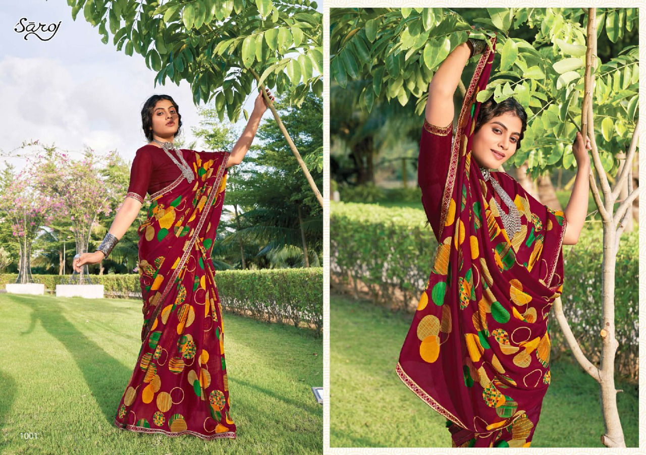 Saroj Aayushi Georgette Printed Regular Wear Latest Saree Collection